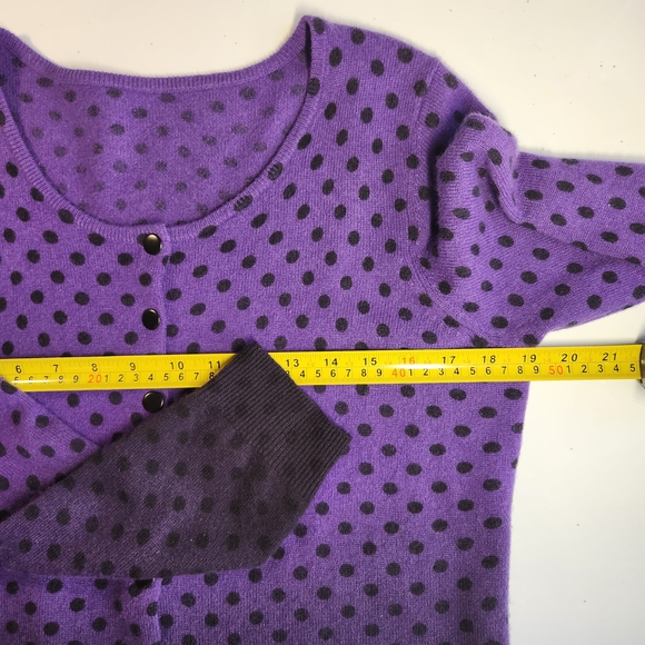 Cashmere Purple Polka Dot Ombre Women's Cardigan Large C by Bloomindales - Picture 7 of 7